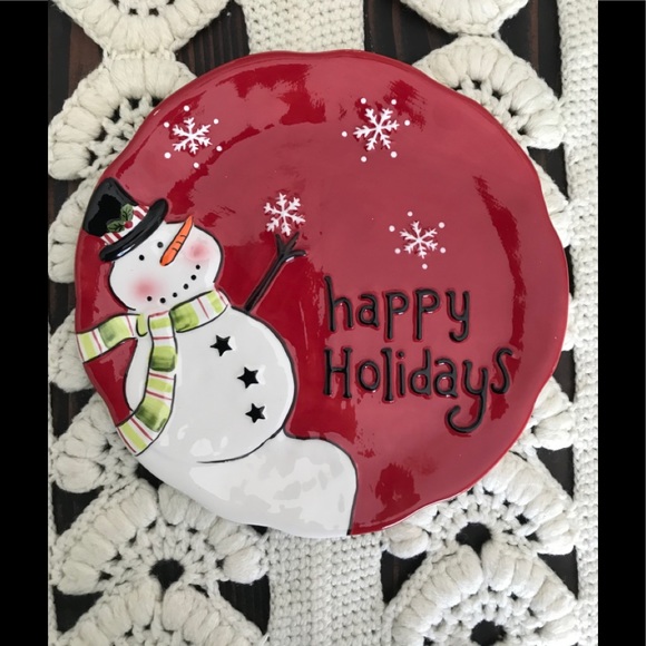 ✨3for$30✨ Happy Holidays Glass Snowman Plate - Picture 3 of 6